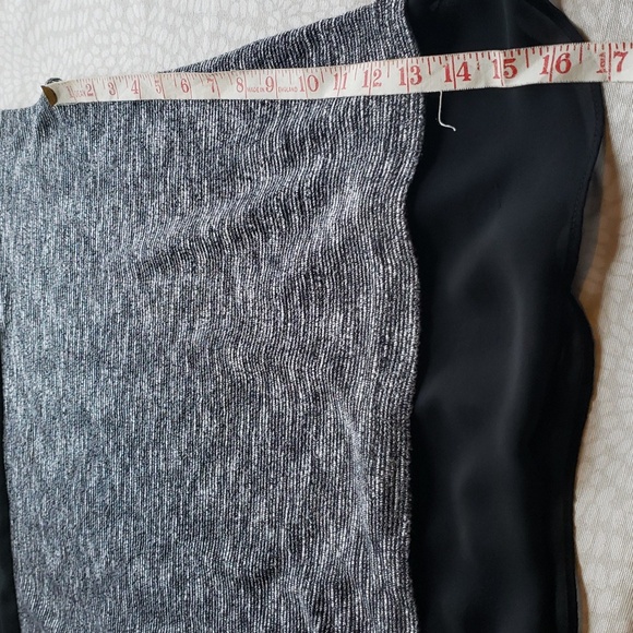 Ann Tayor Black and White Capped Sleeve Knit Top with Sheer Trim - Picture 7 of 10